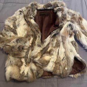 Women's Fur Jacket in Brown and Cream